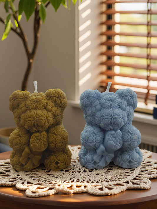 Floral Teddy Bear Candle ( 1 pc )
