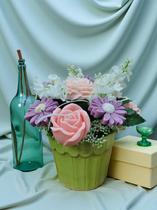 Hand-Sculpted Garden Pot Candle